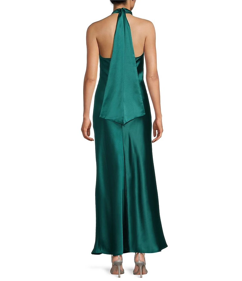 Allison & Kelly Halter Neck Drape Tie Back Maxi Dress