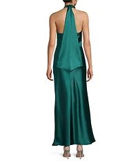 Allison & Kelly Halter Neck Drape Tie Back Maxi Dress