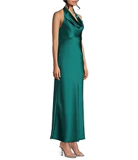 Allison & Kelly Halter Neck Drape Tie Back Maxi Dress