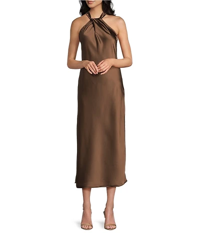 Allison & Kelly Halter Neck Twist Front Midi Dress