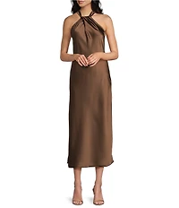 Allison & Kelly Halter Neck Twist Front Midi Dress