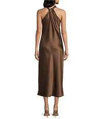 Allison & Kelly Halter Neck Twist Front Midi Dress