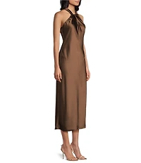 Allison & Kelly Halter Neck Twist Front Midi Dress
