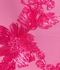 Allison & Kelly Halter V-Neck Floral Soutache Embroidered Dress