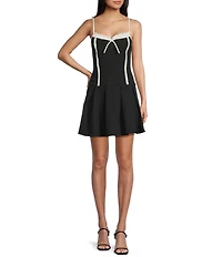Allison & Kelly Lace Trim Tie Front Detail Drop Waist Dress