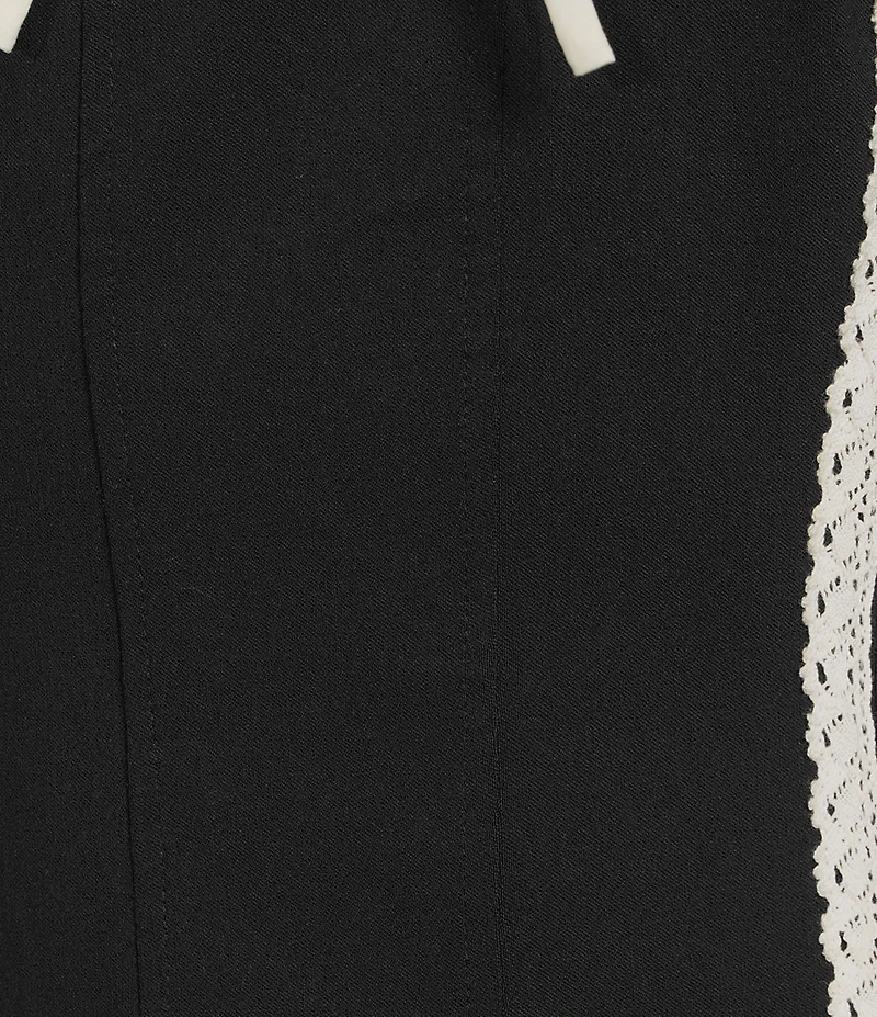 Allison & Kelly Lace Trim Tie Front Detail Drop Waist Dress