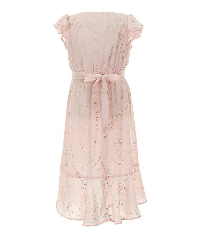 Allison & Kelly Little Girls Flutter-Sleeve Foiled High-Low-Hem Dobby Dress