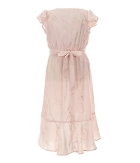 Allison & Kelly Little Girls Flutter-Sleeve Foiled High-Low-Hem Dobby Dress