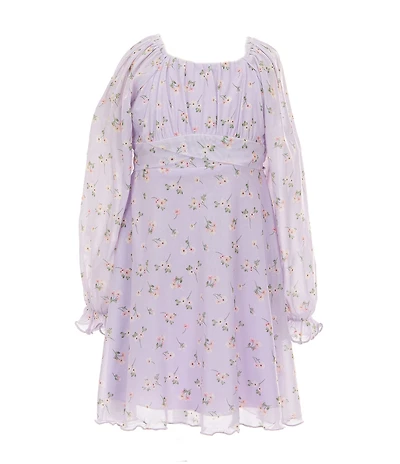 Allison & Kelly Little Girls Long Sleeve Floral Print Power Mesh Dress