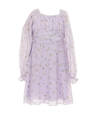 Allison & Kelly Little Girls Long Sleeve Floral Print Power Mesh Dress