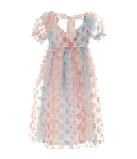 Allison & Kelly Little Girls Puffed-Sleeve Ombre Mesh Long A-Line Dress