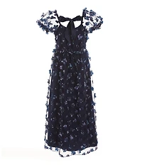 Allison & Kelly Little Girls Puffed Sleeve 3D Flower-Appliqued Tulle A-Line Dress