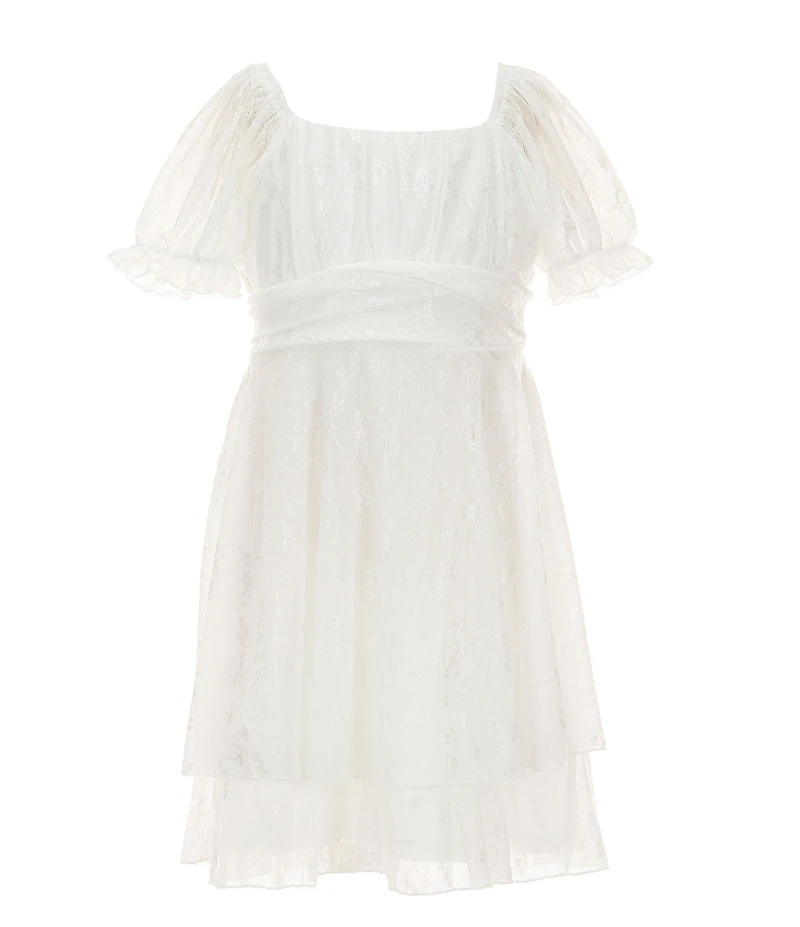 Allison & Kelly Little Girls Short Puff Sleeve Floral Criss Cross Dress