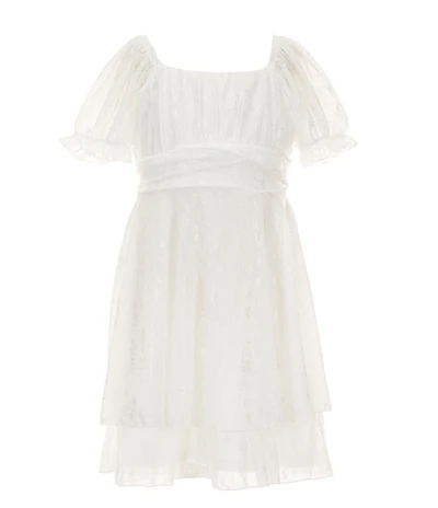 Allison & Kelly Little Girls Short Puff Sleeve Floral Criss Cross Dress