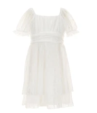 Allison & Kelly Little Girls Short Puff Sleeve Floral Criss Cross Dress