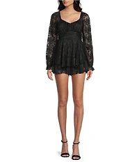 Allison & Kelly Long Sleeve V-Neck Lace Romper