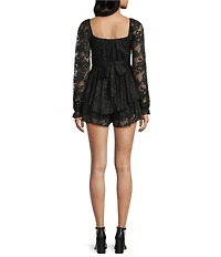 Allison & Kelly Long Sleeve V-Neck Lace Romper