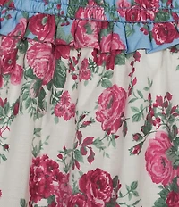 Allison & Kelly Mix-Media Floral Printed Tie Shoulder V-Neck Smocked Maxi Dress