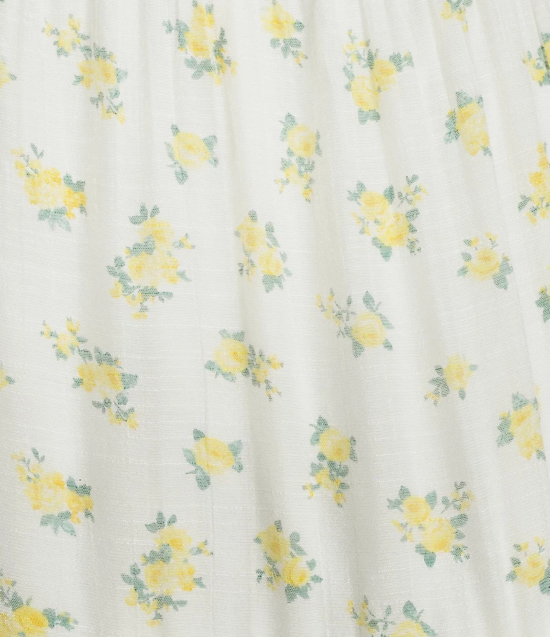 Allison & Kelly Mixed Floral Printed V-Neck Bubble Sleeve Maxi Dress