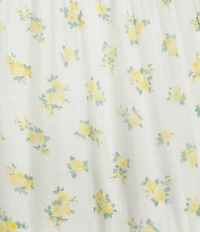 Allison & Kelly Mixed Floral Printed V-Neck Bubble Sleeve Maxi Dress