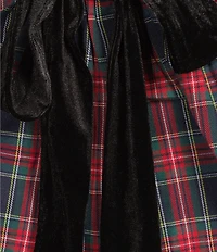 Allison & Kelly Plaid Printed Square Neck Tie Waist Tiered Dress