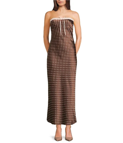 Allison & Kelly Polka Dot Front Tie Strapless Dress