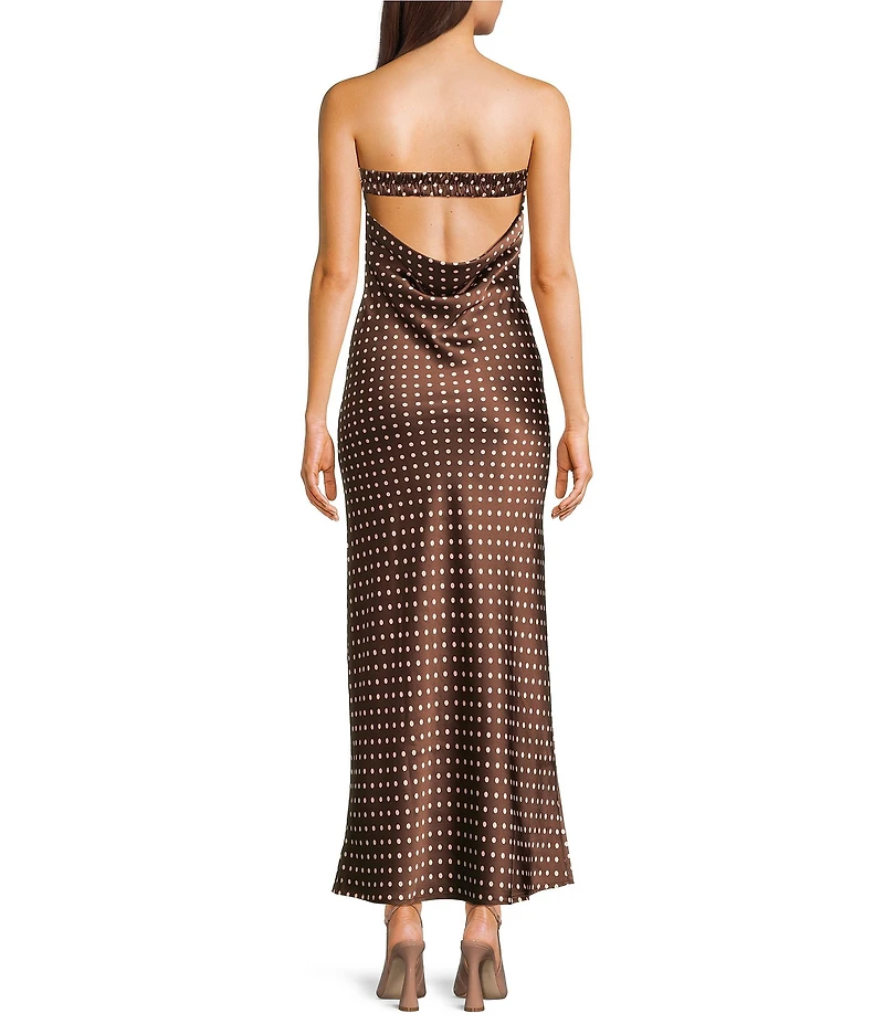 Allison & Kelly Polka Dot Front Tie Strapless Dress