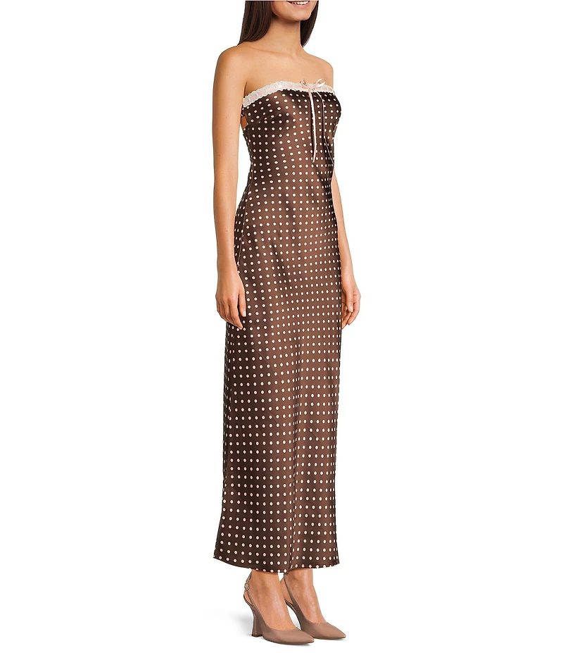 Allison & Kelly Polka Dot Front Tie Strapless Dress