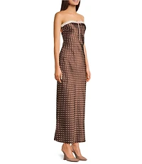 Allison & Kelly Polka Dot Front Tie Strapless Dress