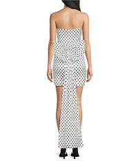 Allison & Kelly Polka Dot Strapless Bow Back Dress
