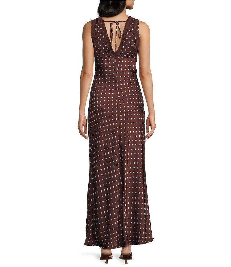 Allison & Kelly Polka Dot V-Neck Lace Trim Dress