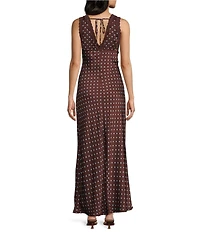 Allison & Kelly Polka Dot V-Neck Lace Trim Dress