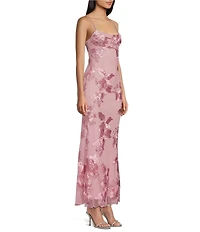 Allison & Kelly Power Mesh Floral Design Scoop Neck Scarf Dress