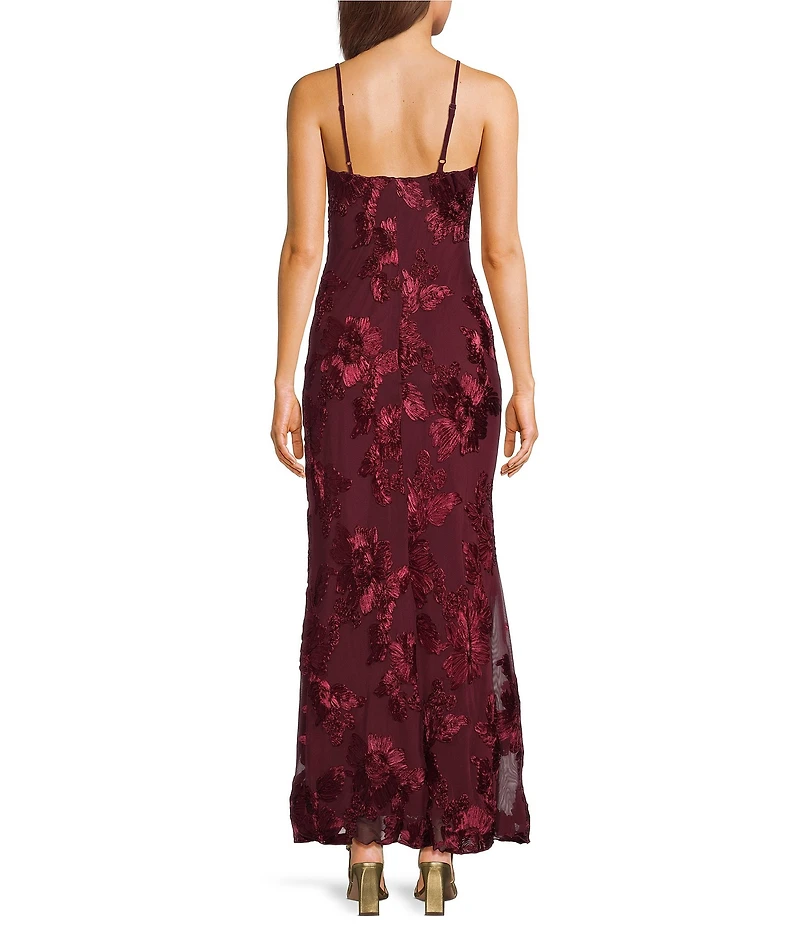 Allison & Kelly Power Mesh Floral Design Scoop Neck Scarf Dress