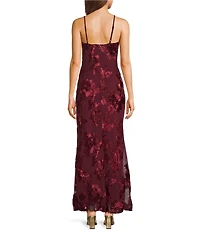 Allison & Kelly Power Mesh Floral Design Scoop Neck Scarf Dress