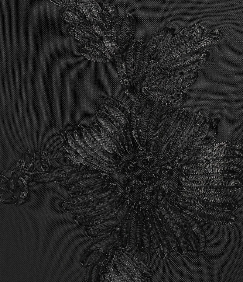 Allison & Kelly Power Mesh Floral Design Scoop Neck Scarf Maxi Dress