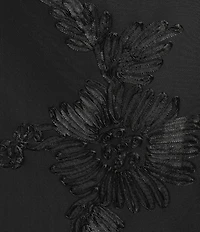 Allison & Kelly Power Mesh Floral Design Scoop Neck Scarf Maxi Dress