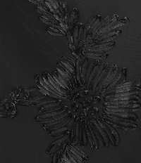 Allison & Kelly Power Mesh Floral Design Scoop Neck Scarf Dress