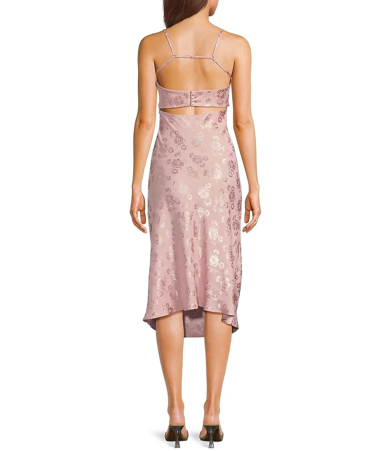 Allison & Kelly Printed Jacquard Square Neck Spaghetti Strap Dress