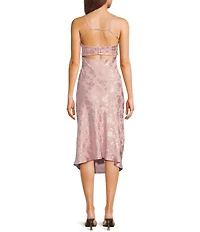 Allison & Kelly Printed Jacquard Square Neck Spaghetti Strap Dress