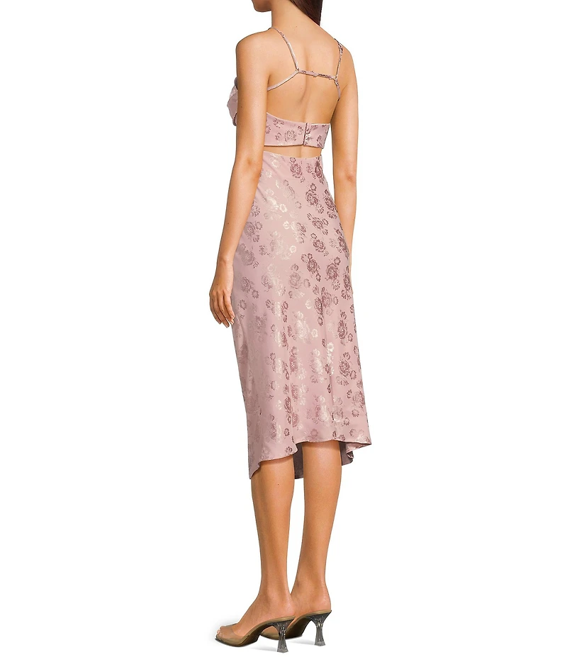 Allison & Kelly Printed Jacquard Square Neck Spaghetti Strap Dress