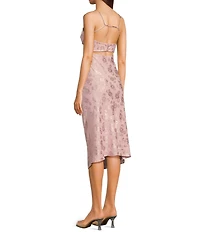Allison & Kelly Printed Jacquard Square Neck Spaghetti Strap Dress