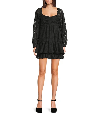 Allison & Kelly Printed Scoop Neck Smocked Long Sleeve Dress