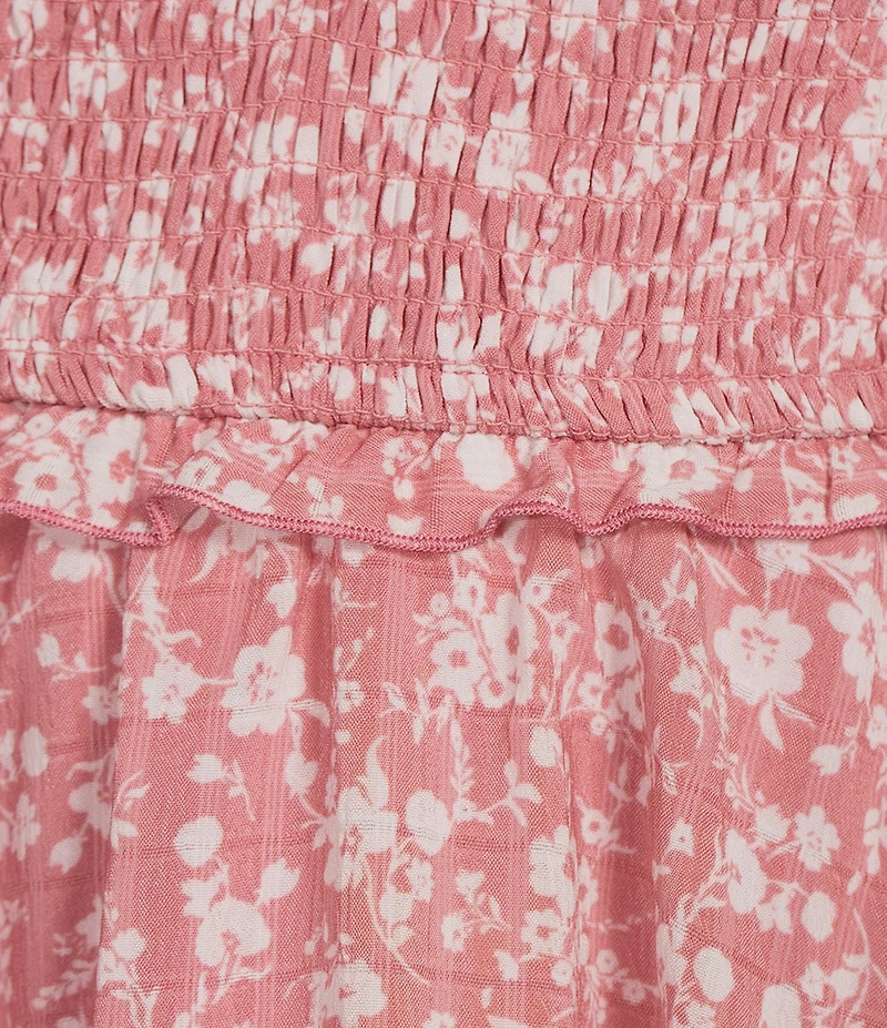 Allison & Kelly Printed Square Neck Short Puff Sleeve Pinch Front Romper