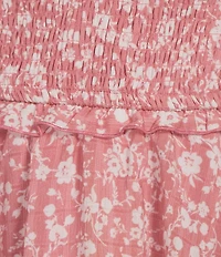 Allison & Kelly Printed Square Neck Short Puff Sleeve Pinch Front Romper