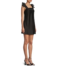 Allison & Kelly Satin Bow Straps Square Neck Dress