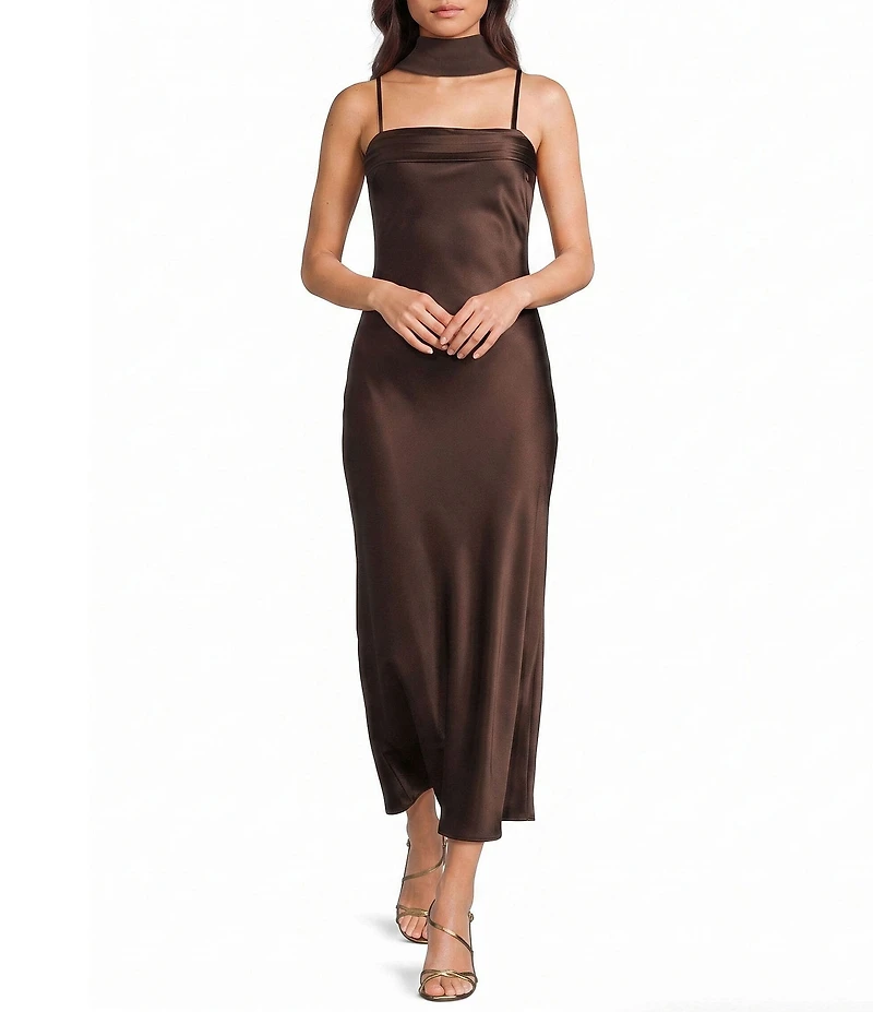 Allison & Kelly Satin Drape Front Scarf Dress