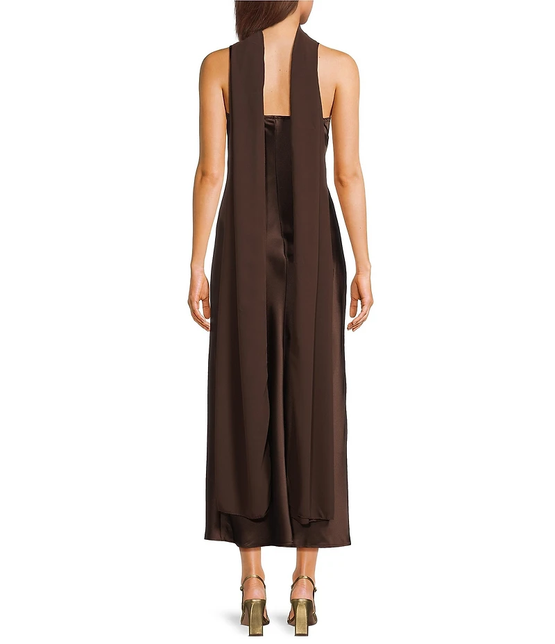 Allison & Kelly Satin Drape Front Scarf Dress
