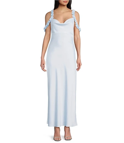 Allison & Kelly Satin Drape Neck Dress