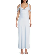 Allison & Kelly Satin Drape Neck Dress